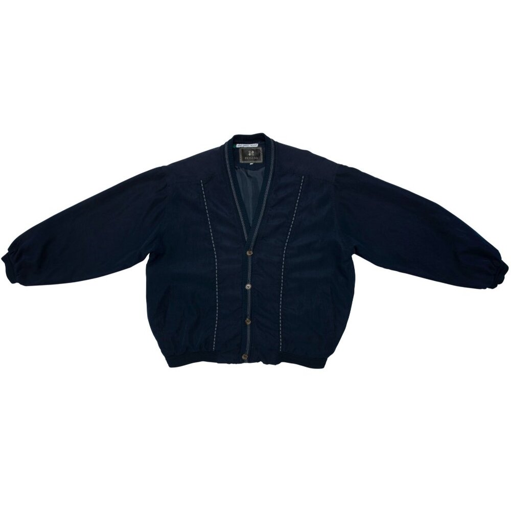 FEILIDA (Spain) 70s Swiss Jacquard Linear Rib Trim Layering Jacket : M